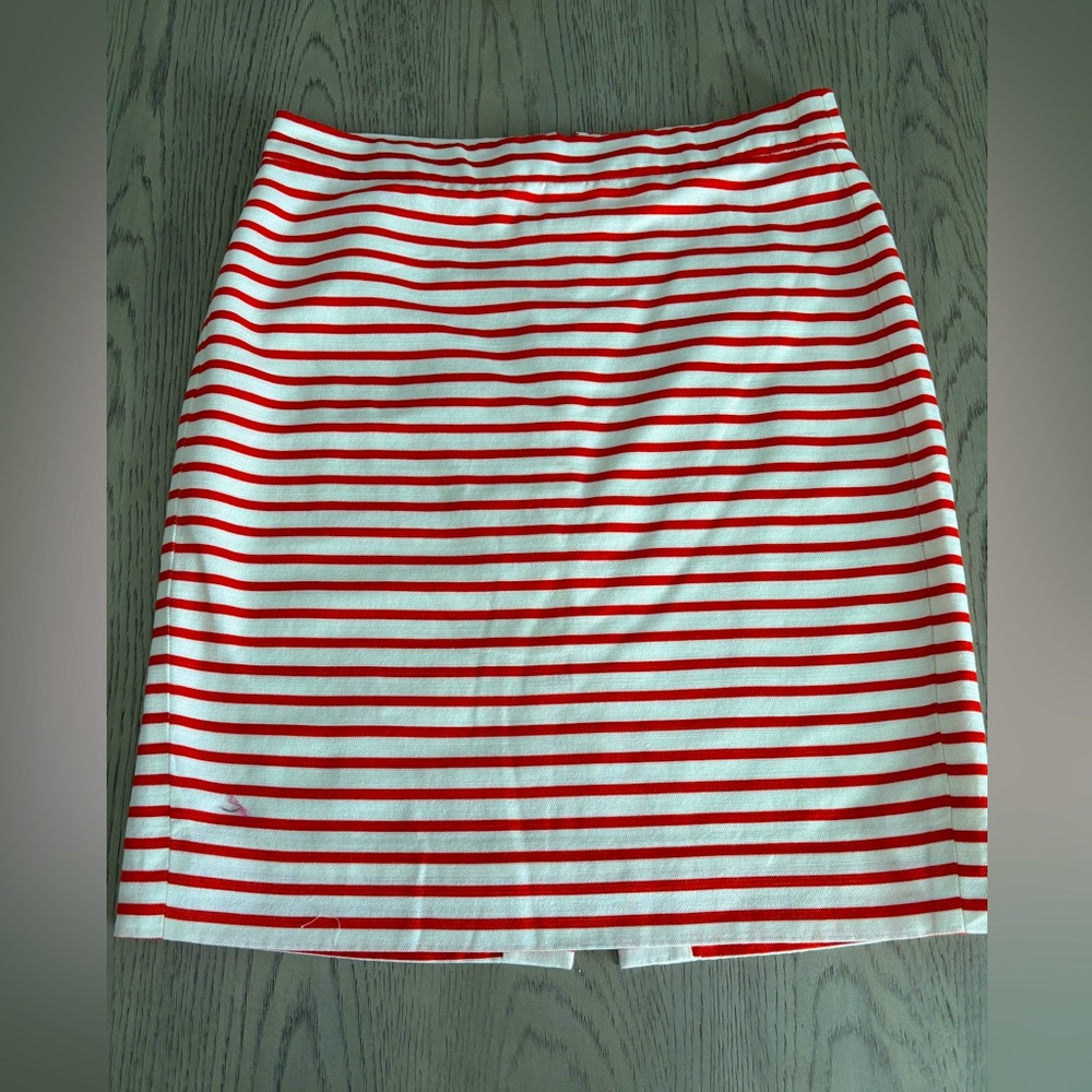 J. Crew Red & White Pencil Skirt Size 6